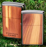 Zippo lighter,Woodchuck Brushed Chrome; Reverse Cedar