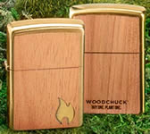 Zippo lighter,Woodchuck Flame Brushed.Brass, Reverse Mahogany