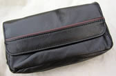 Foldover Black leather Companion Pouch for tobacco and accessories