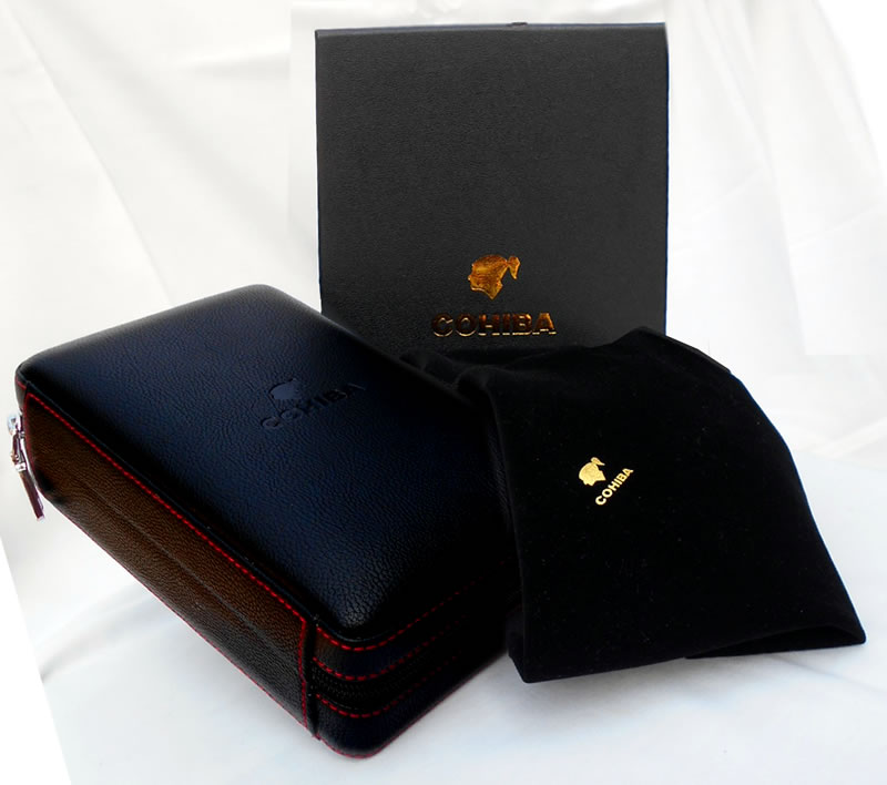 “Cohiba” branded ** combination travel cigar case for 3 cigars