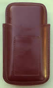 Case for 2 Robusto cigars Firm brown Leather, Cutter pocket