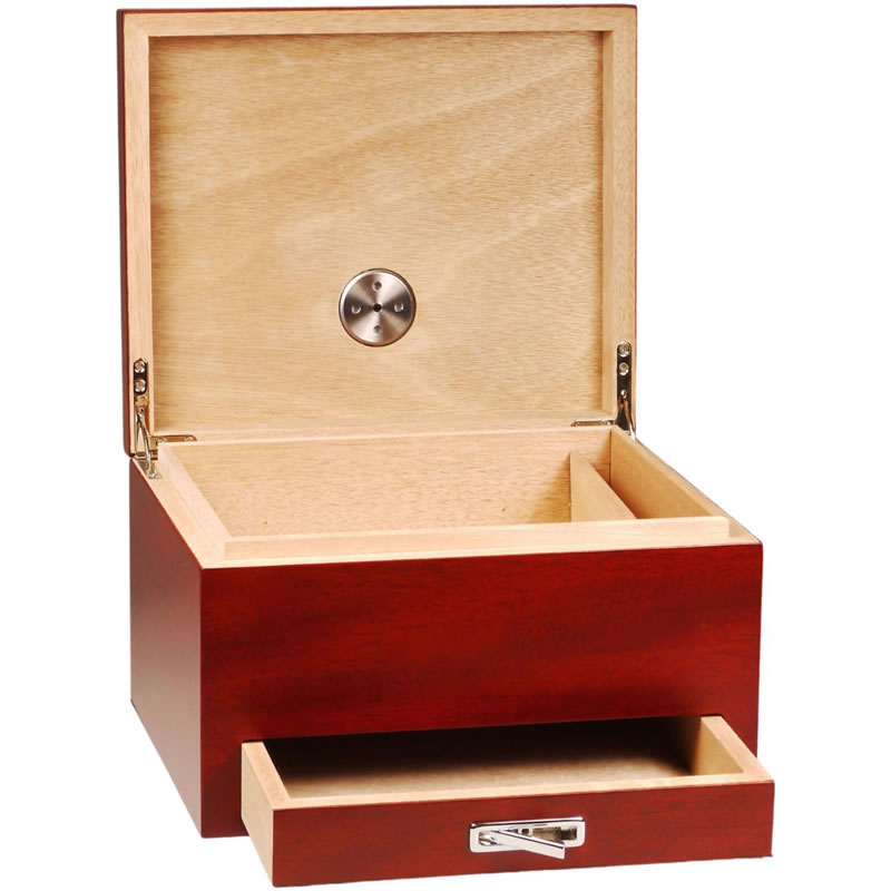 Humidor red-brown matt with drawer for ca. 40 cigars