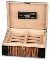 High polish Zebra and Black piano finish Humidor Open