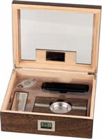 PASSATORE humidor set ironwood design/glass top f.ca.50 cig