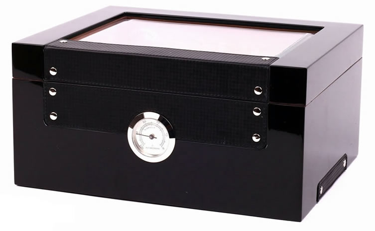 Savinelli Humidor, Black lacquer, 50-70 cigars, 