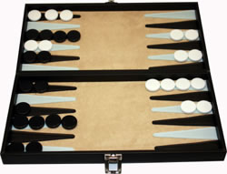 Backgammon Set & Chess Set in Black PU Carry Case