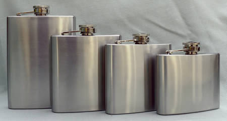 Brushed Stainless Steel Hipflasks