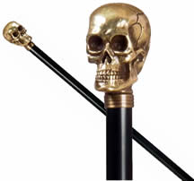 Resin skull cane, coloured gold for an eye-catching appearance.