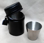 Drinking cups, 4 in leather case
