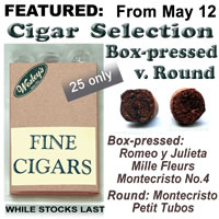 Selection pack of Montecristo No. 4 square, and Petit Tubos round, and a squared Romeo y Julieta