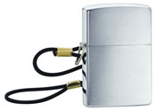 Brush Chrome Zippo lighter - Loss proof with Loop and Lanyard
