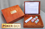 White Poker Dice in wood box. Poker and Lie Dice Rules