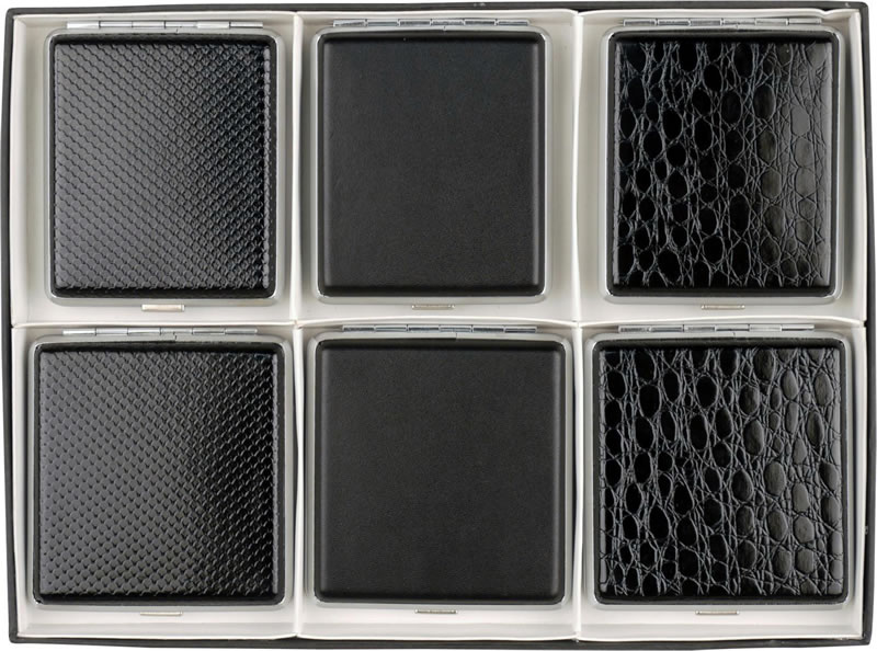 Black Leatherette, Chrome frame Cigarette Cases