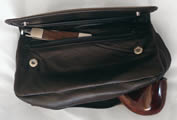 Foldover Black leather Companion Pouch for tobacco, pipes and accessories