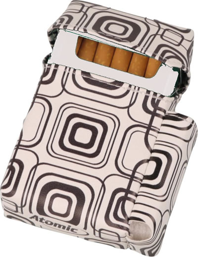 Synthetic box cigarette case with Bic lighter pocket