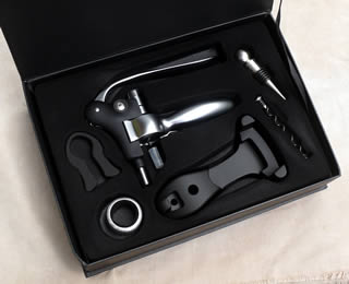 EZ-PULL Wine Opener, wine collar, stopper and Foil Cutter